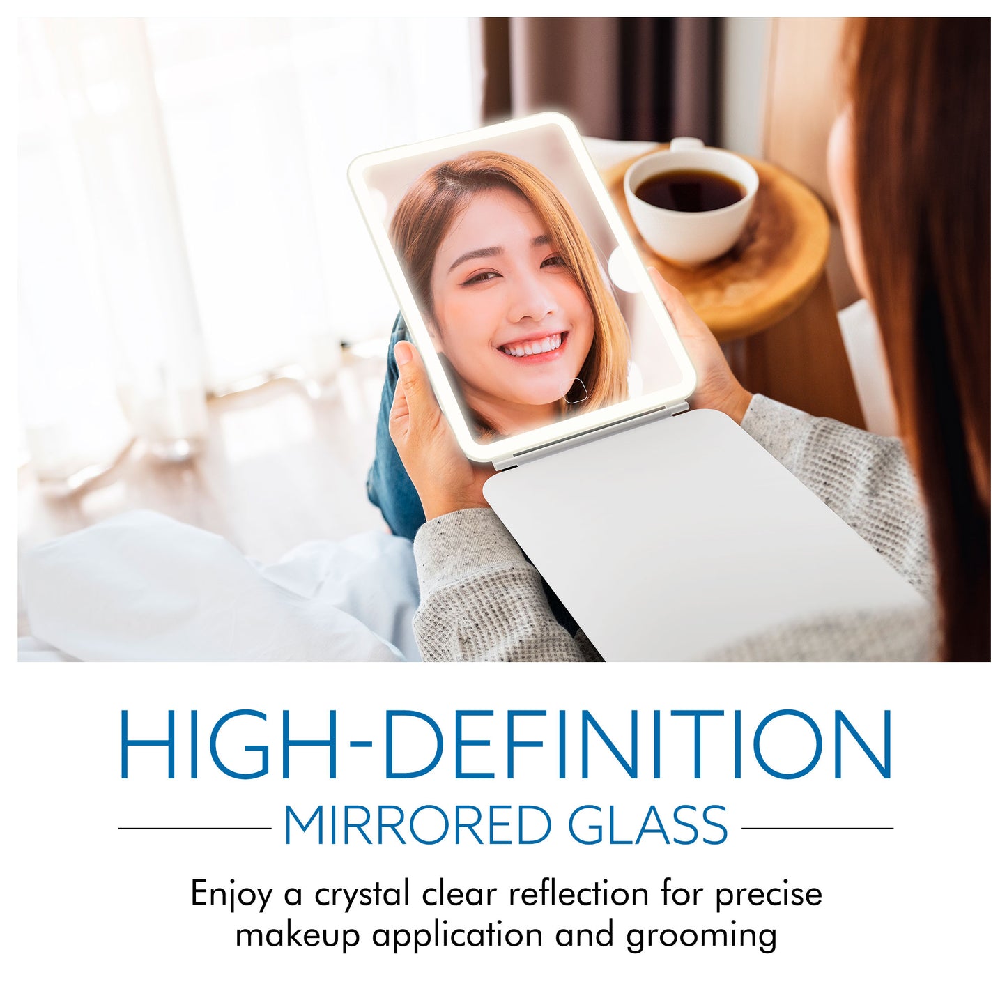 Portable Makeup Mirror, Rechargeable Batteries, Touchscreen Dimming, Travel Mirror with Light, Illuminate Your Beauty On-The-Go!