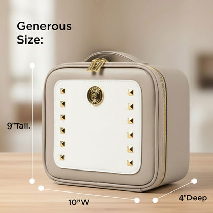 Volume Travel Makeup Case with Mirror Vegan Leather Champagne Gold Gift