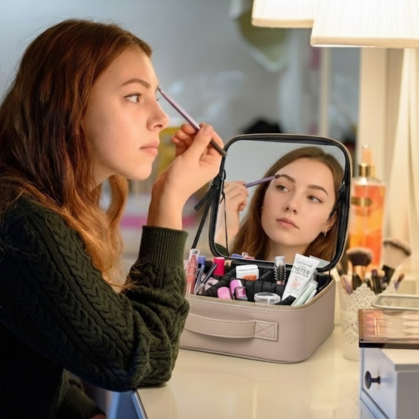 Portable Makeup Case with Mirror