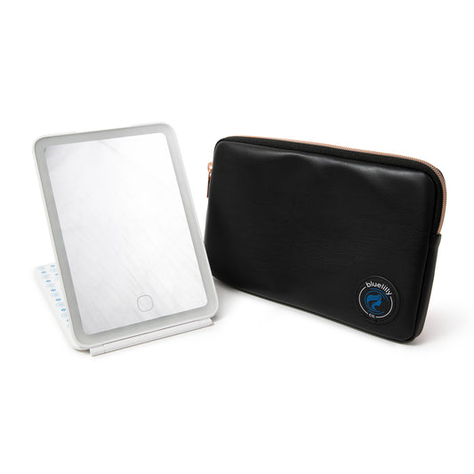 Travel Makeup Mirror with Light Rechargeable LED Vanity Mirror Case
