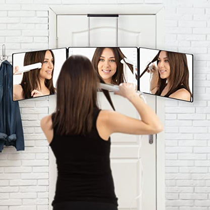 LED Makeup & Hair Styling 3 Way Hanging Travel Mirror for Women with Premium Case