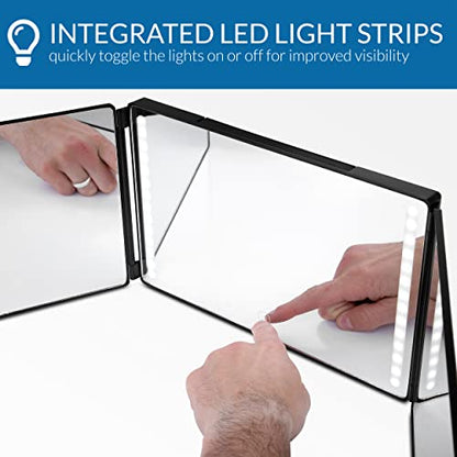 LED Makeup & Hair Styling 3 Way Hanging Travel Mirror for Women with Premium Case